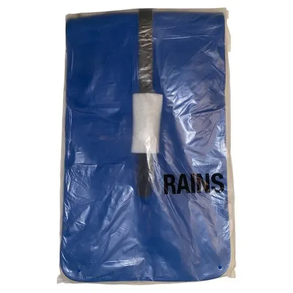 NWT Rains Backpack Blue Waves Adjustable Straps Zippered Pockets Unisex - Picture 5 of 7